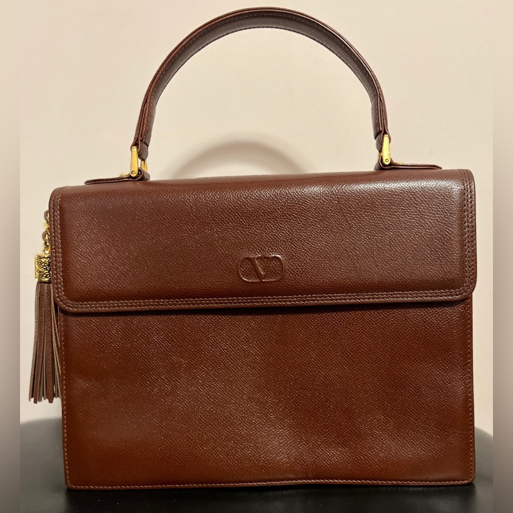 Valentino Rich Brown Leather Satchel